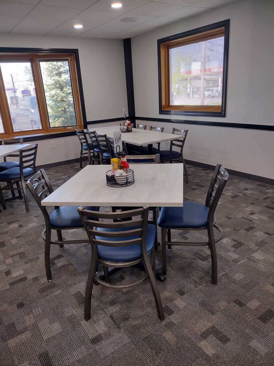 The dining room at Holiday Kitchens in Iron Mountain, MI has been remodeled