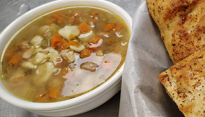 Holiday Kitchen hot chicken dumpling soup